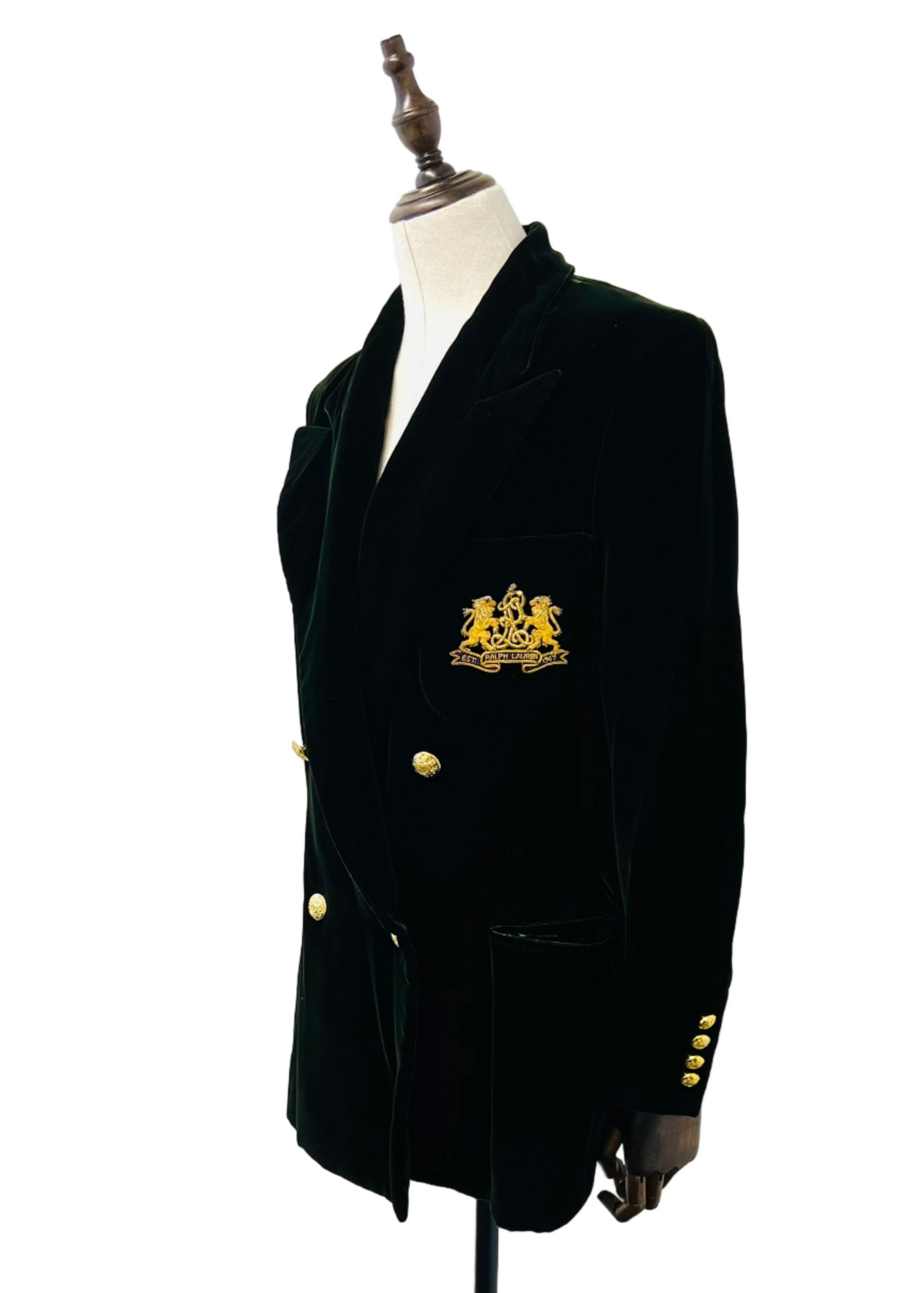 Ralph Lauren - Dark Green Velvet Crested Blazer