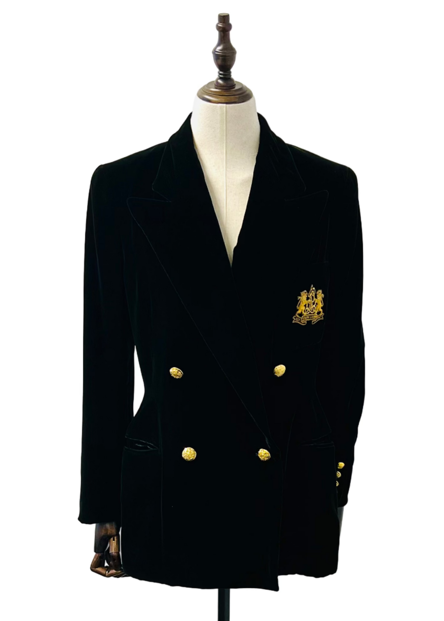 Ralph Lauren - Dark Green Velvet Crested Blazer