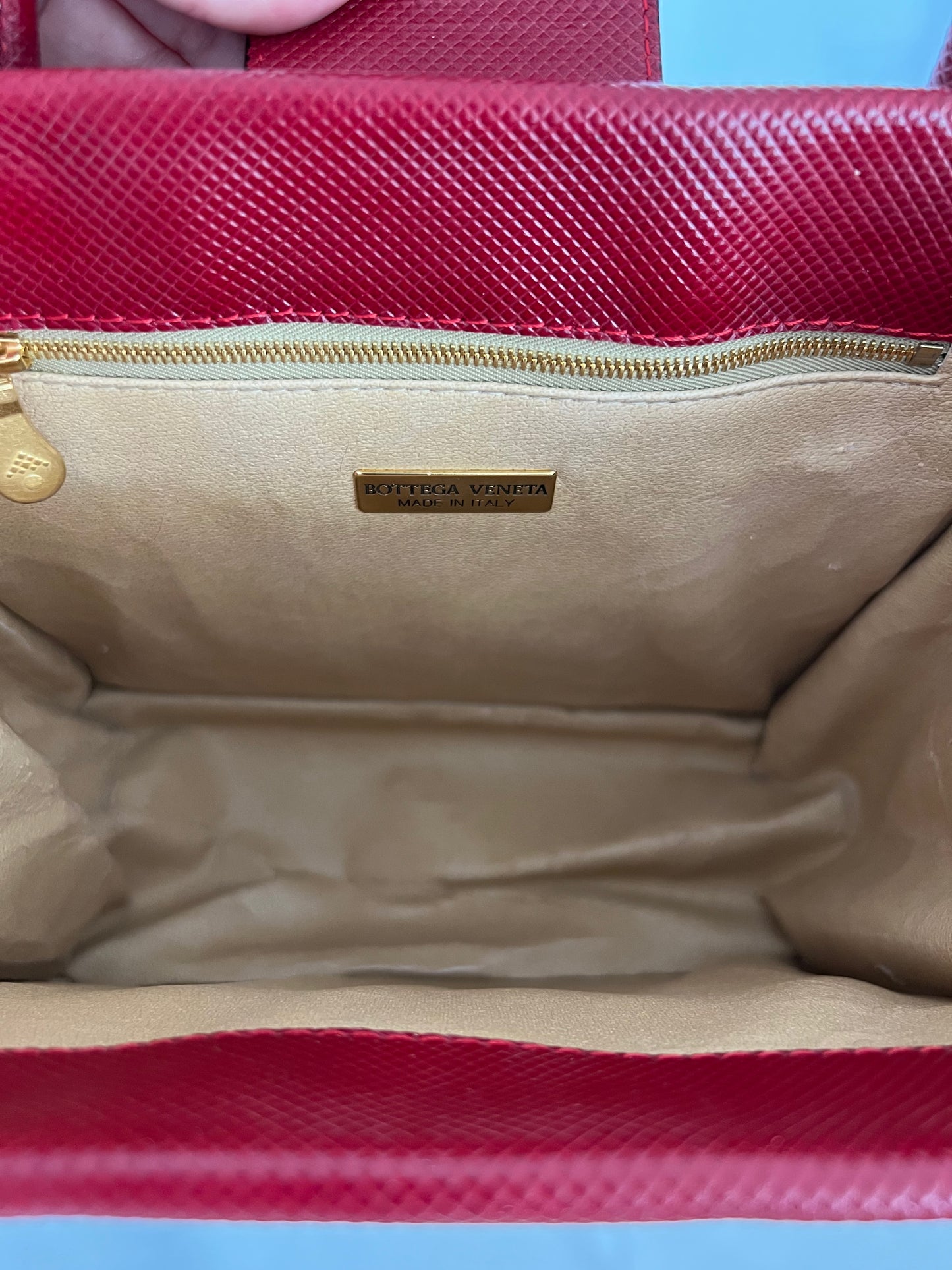 Bottega Veneta - Red Karung Top Handle Bag