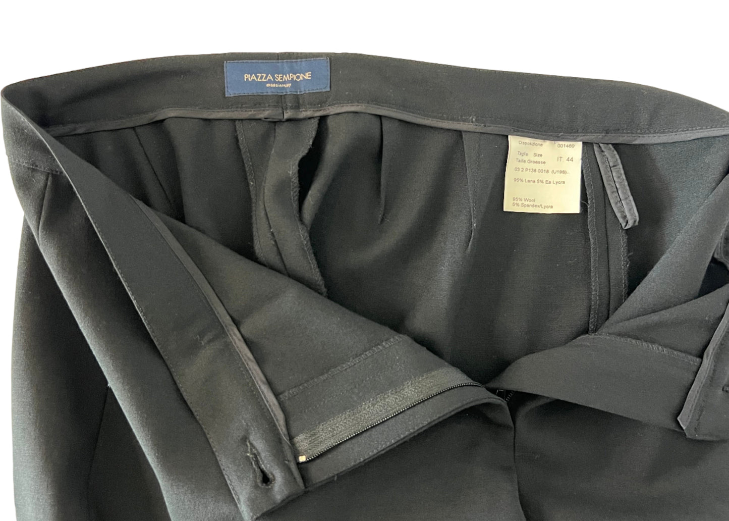 Piazza Sempione - Flat Front Black Wool Pant