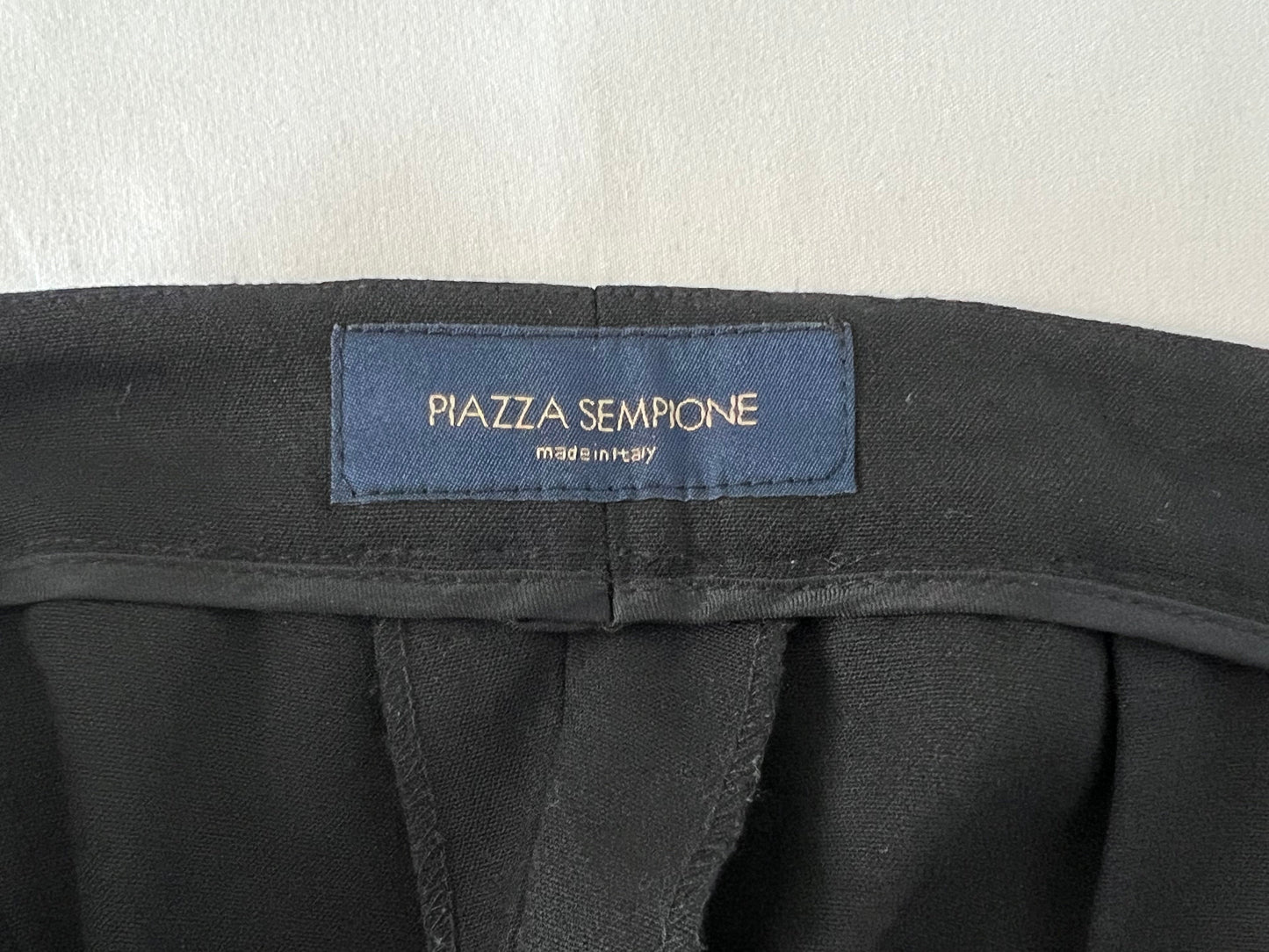 Piazza Sempione - Flat Front Black Wool Pant