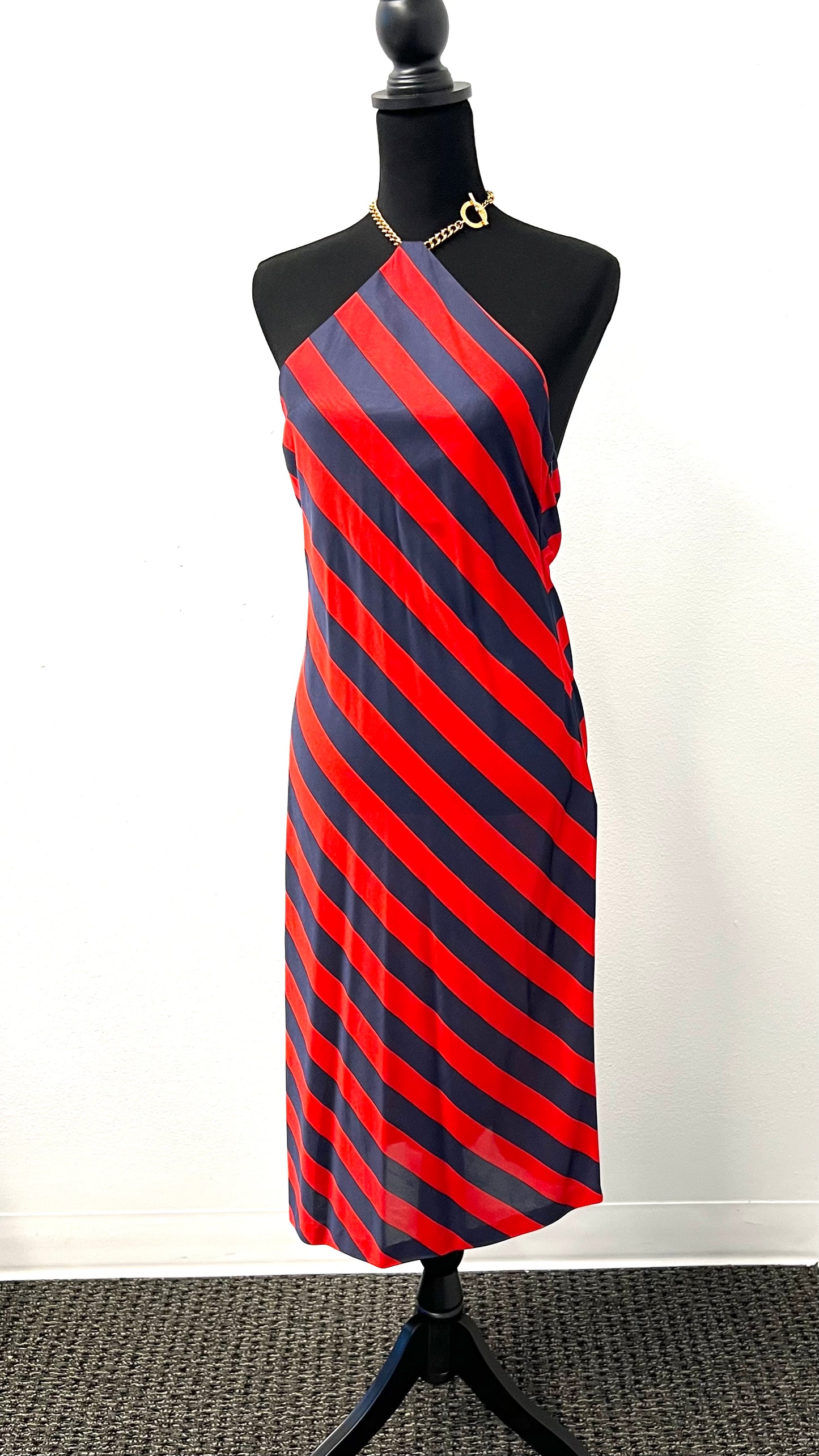 Ralph Lauren Collection Black Label  - Navy & Red Striped Nautical Chain Dress