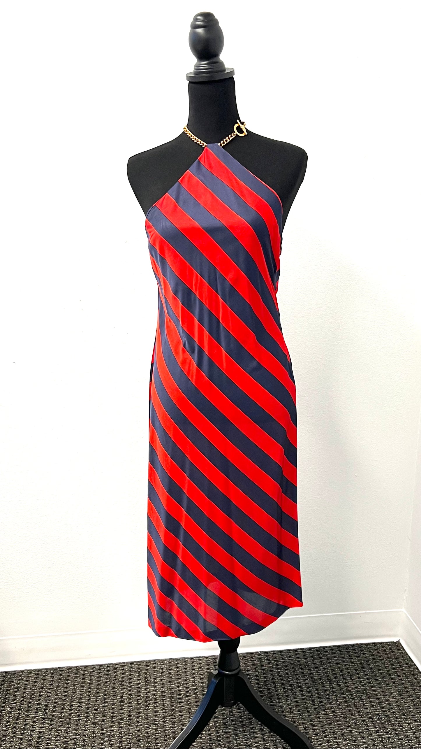 Ralph Lauren Collection Black Label  - Navy & Red Striped Nautical Chain Dress